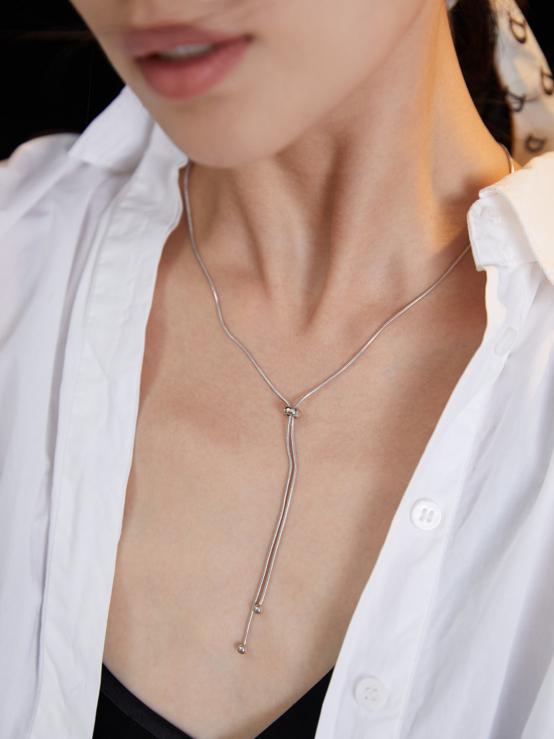 S925 純銀のロングネックレスです D0208