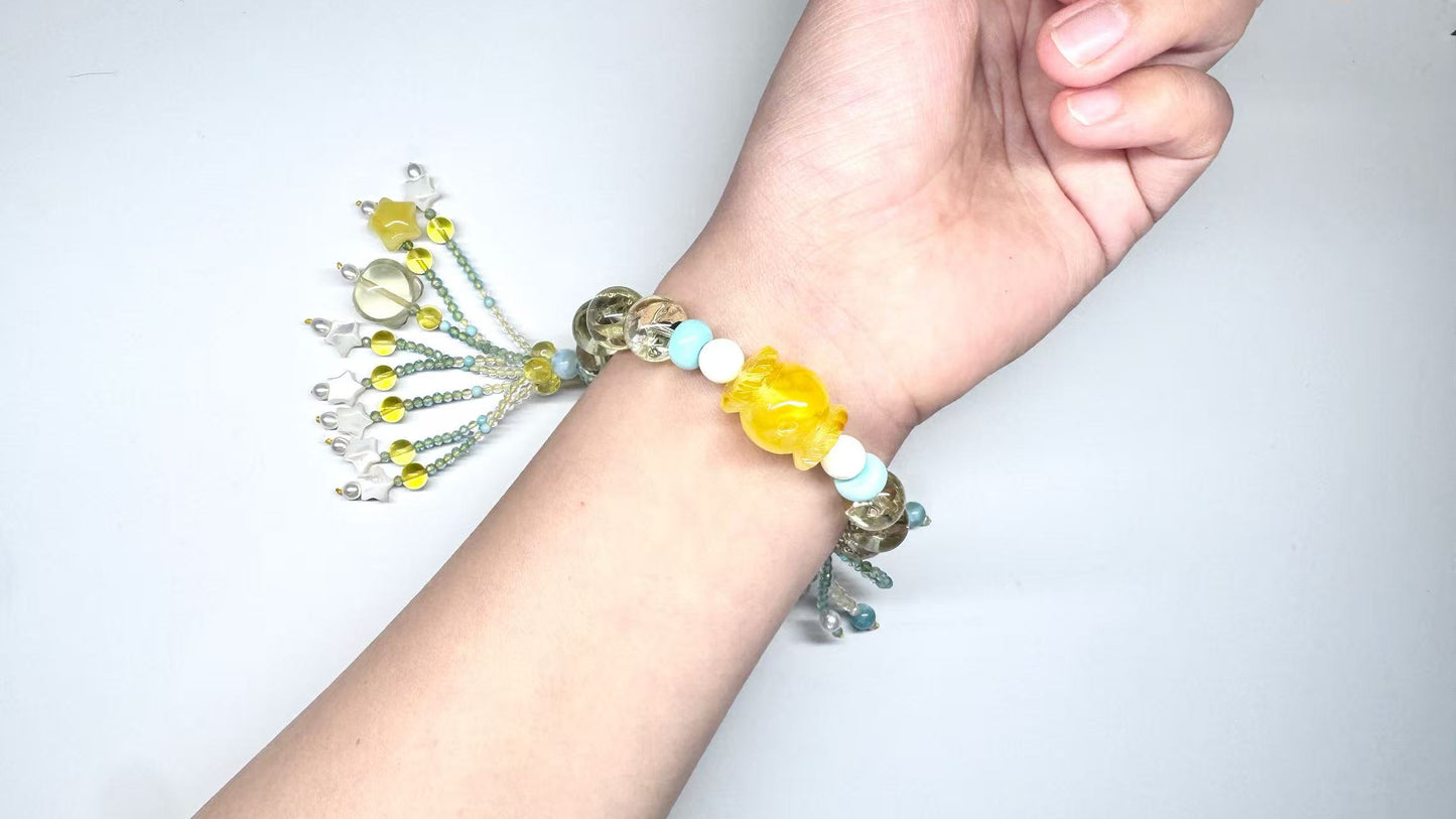 Alice's Dream -Amber Rabbit Natural Stone Bracelet