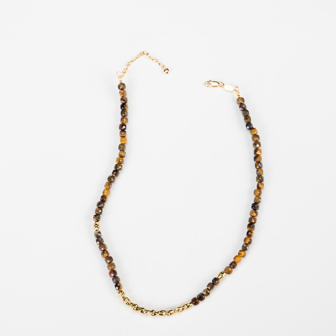 Sunset Caramel S925 Silver Tiger's Eye Necklace NMX1002