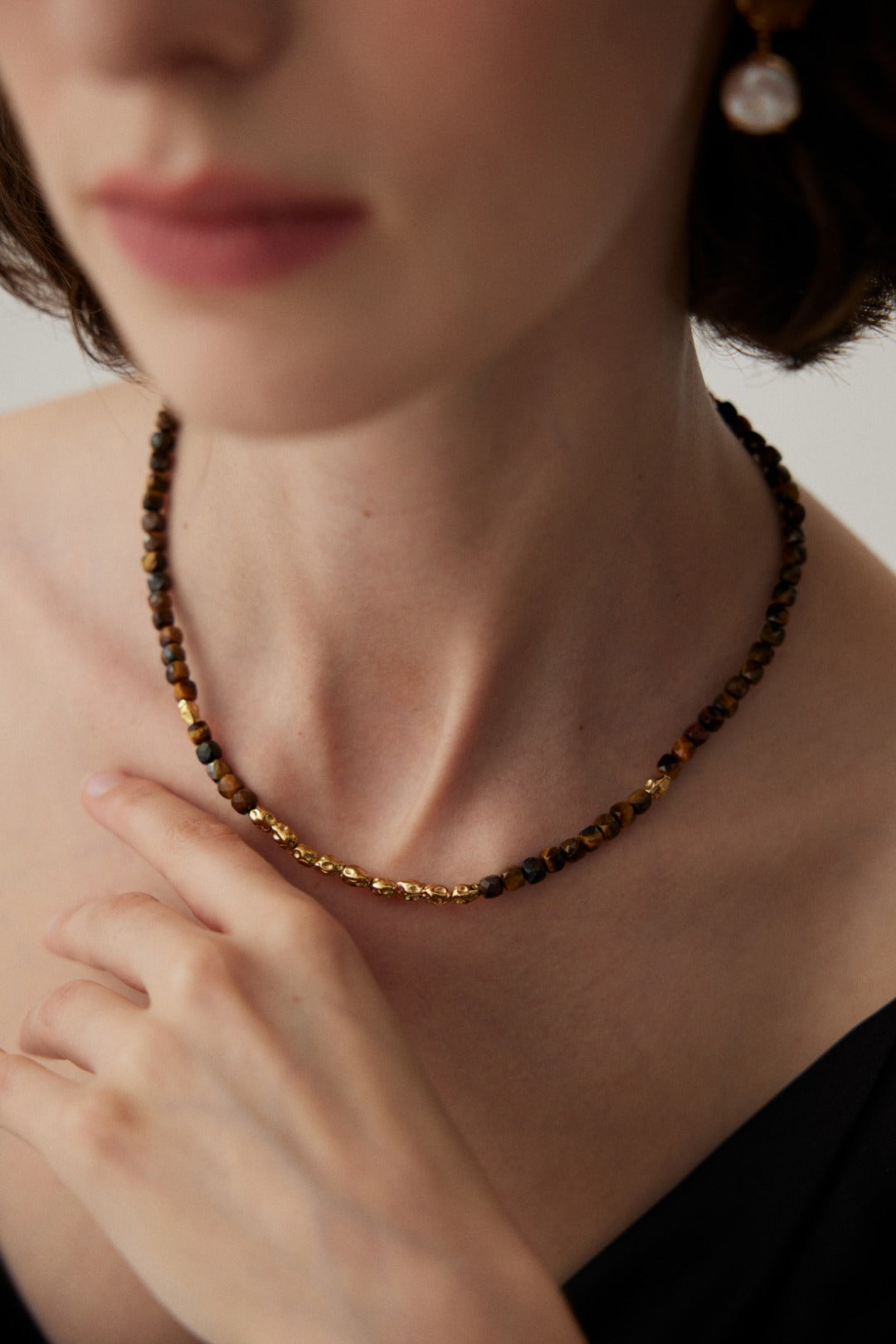 Sunset Caramel S925 Silver Tiger's Eye Necklace NMX1002