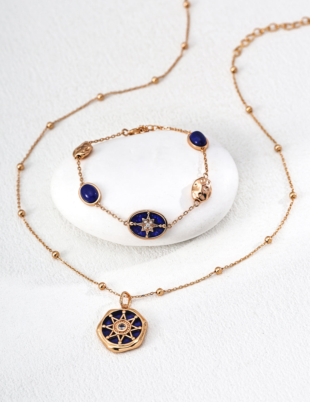 “Starlit Wish”S925 Silver Eight-Pointed Star design Lapis Lazuli Bracelet SL0249