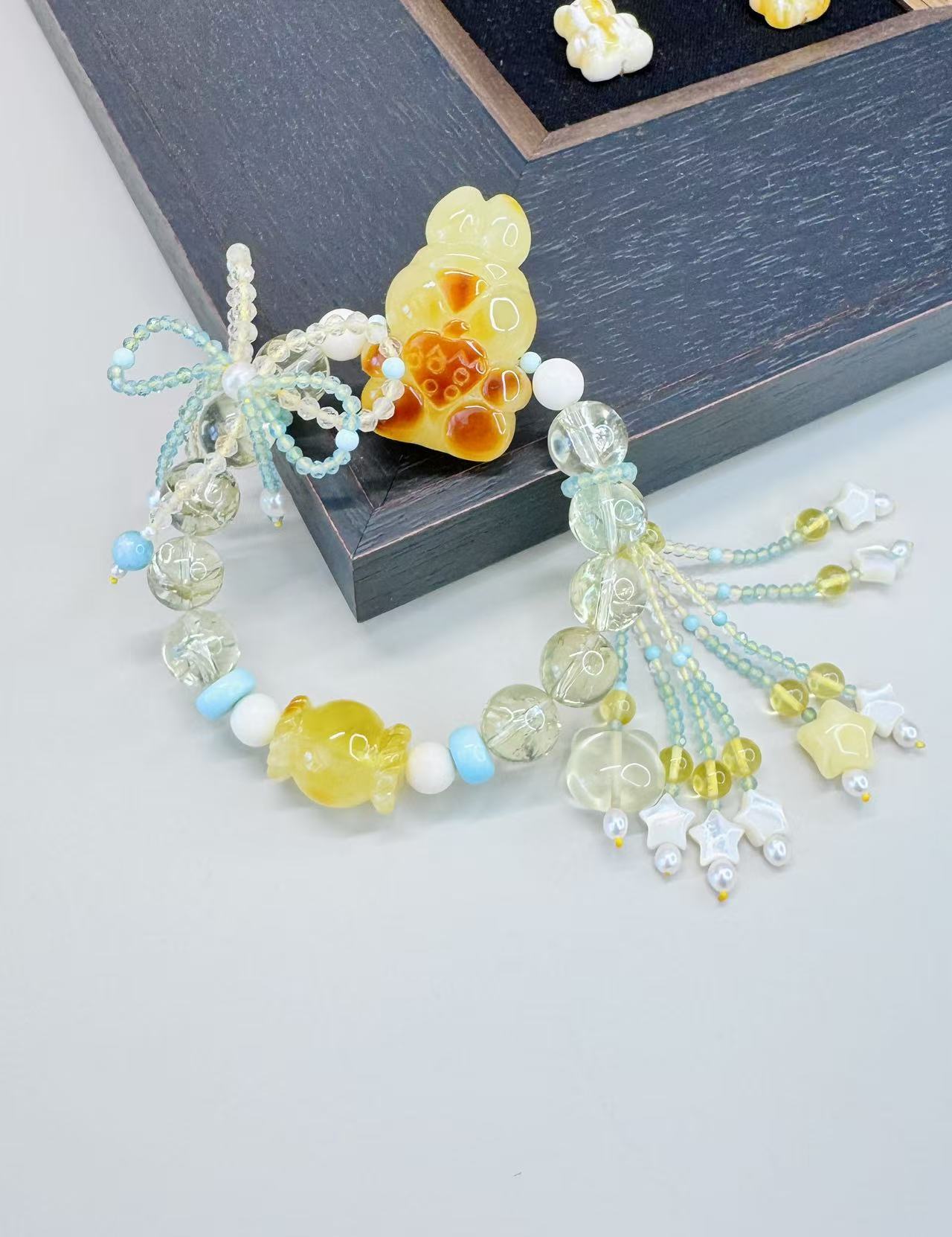 Alice's Dream -Amber Rabbit Natural Stone Bracelet