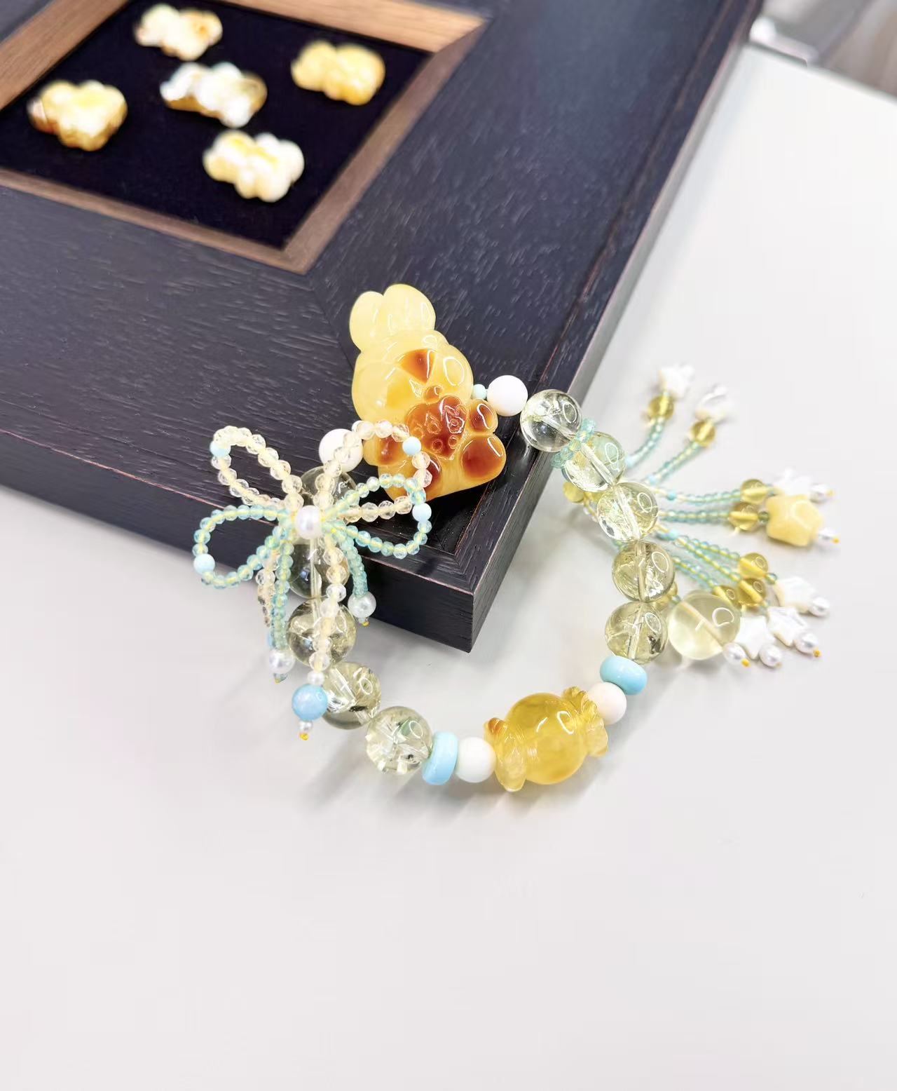 Alice's Dream -Amber Rabbit Natural Stone Bracelet