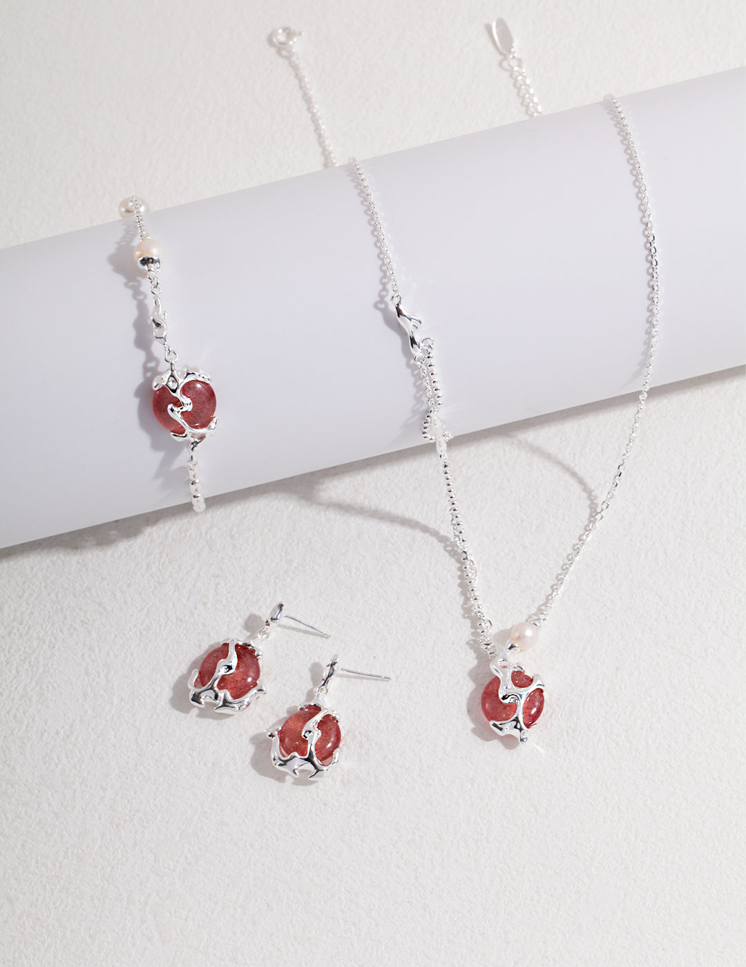 S925 Silver Strawberry Crystal Necklace YD0055