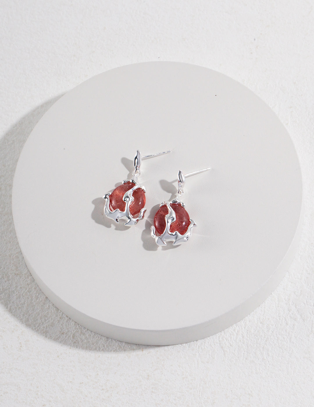 S925 Silver Strawberry Crystal Earrings YE0056