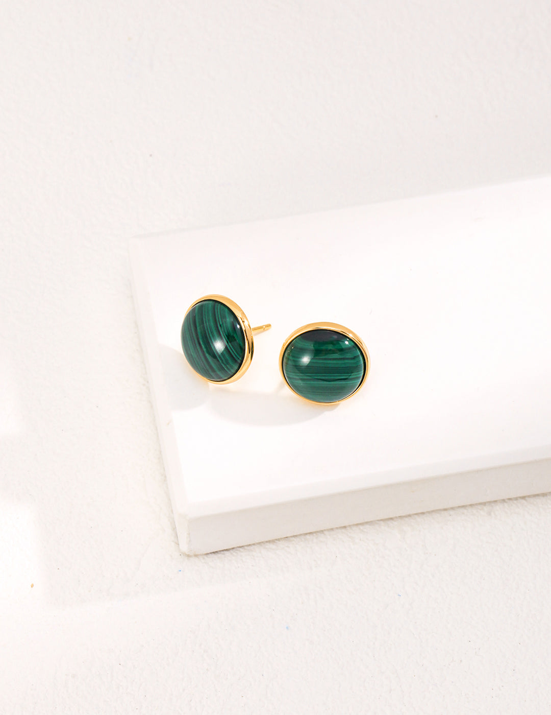 S925 Silver exquisite minimalist malachite earrings E01018