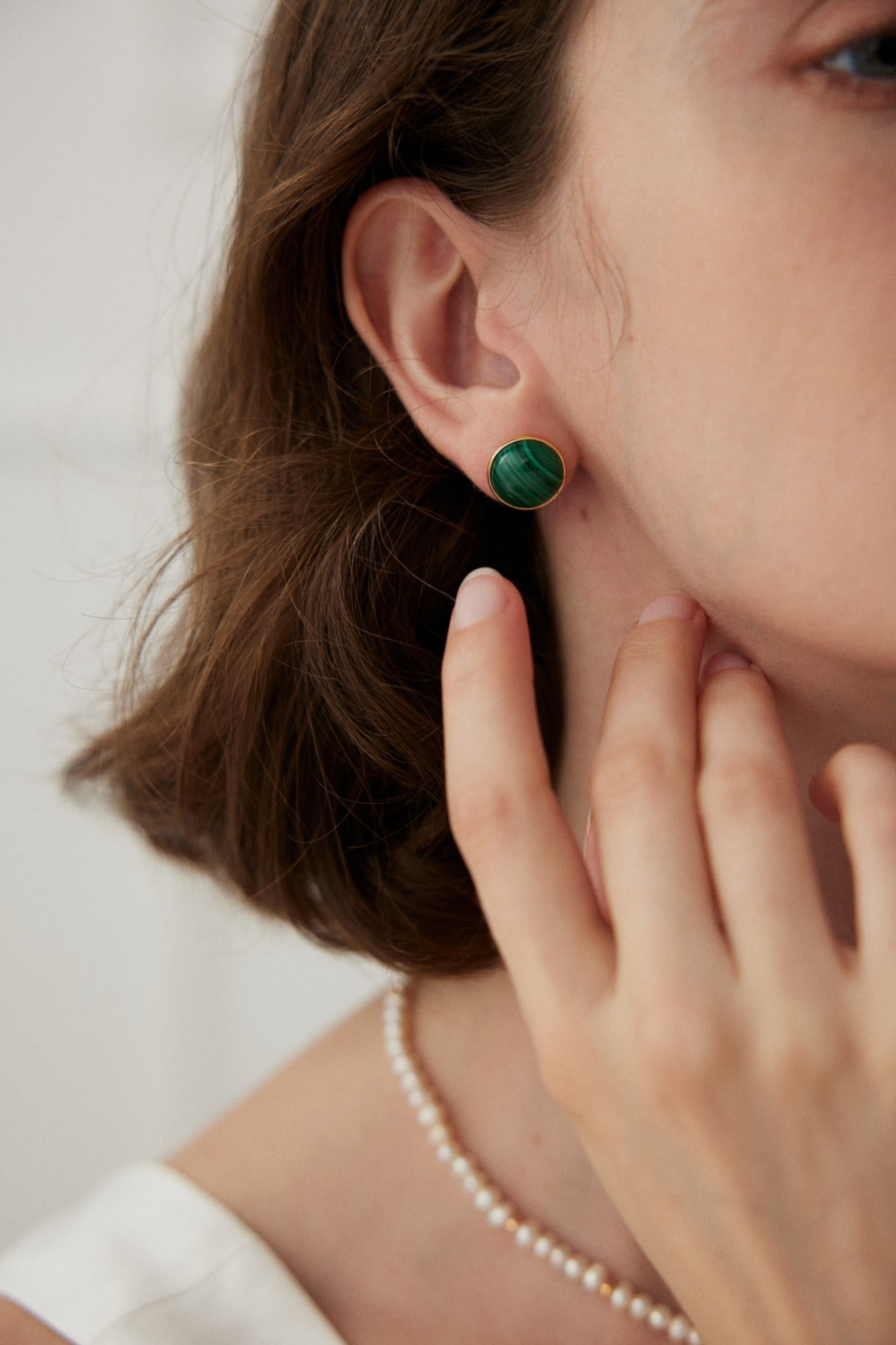 S925 Silver exquisite minimalist malachite earrings E01018