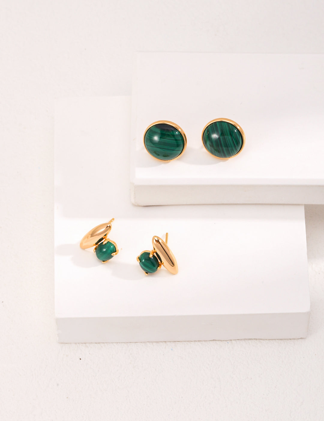 S925 Silver exquisite minimalist malachite earrings E01018