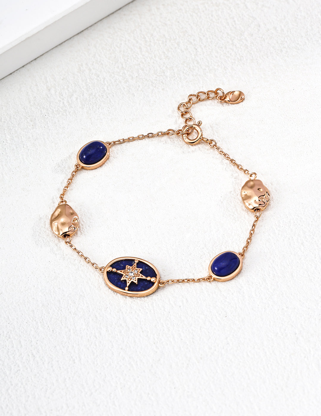 “Starlit Wish”S925 Silver Eight-Pointed Star design Lapis Lazuli Bracelet SL0249